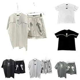 Trapstar Sword Reflective Print Lettering Short Sleeve T-Shirt Shorts Set-2827  